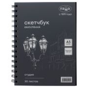 Альбом для графики Гамма «Студия» А5 140г черный на спирали 30л