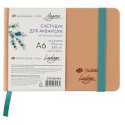 Скетчбук для акварели Ладога с резинкой А6 300г А6 100%хл 20л СЗ персиковый