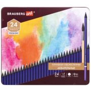 Набор акварельных карандашей BRAUBERG ART PREMIERE 24 цв грифель 4мм металл
