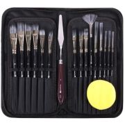 Набор кистей синтетика BRAUBERG ART DEBUT 15шт+мастихин в пенале черные