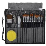 Набор кистей синтетика BRAUBERG ART DEBUT 18 предметов (14 кистей и аксессуары)