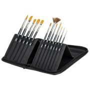 Набор кистей синтетика BRAUBERG ART CLASSIC № 0-14+веерная 12шт в черном пенале