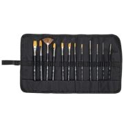 Набор кистей синтетика BRAUBERG ART CLASSIC № 1-14+веерная 12шт в черной скрутке
