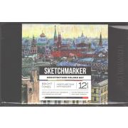 Набор цветных карандашей Sketchmarker «Архитектура» 12цв металл